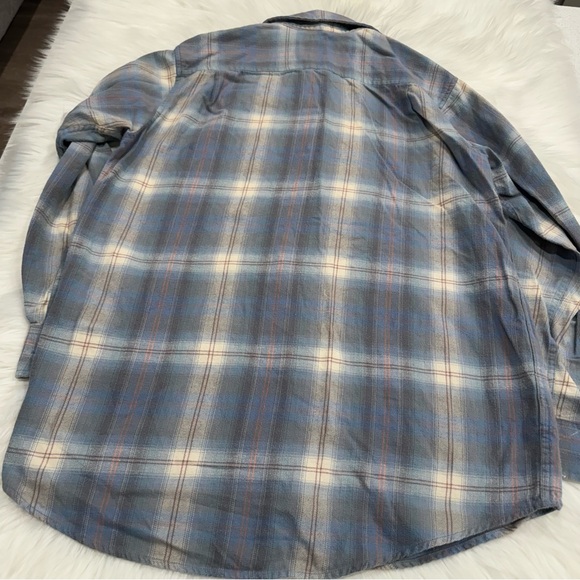 Eddie Bauer Flannel Button Down Shirt Top Plaid Blue Small - Picture 7 of 16